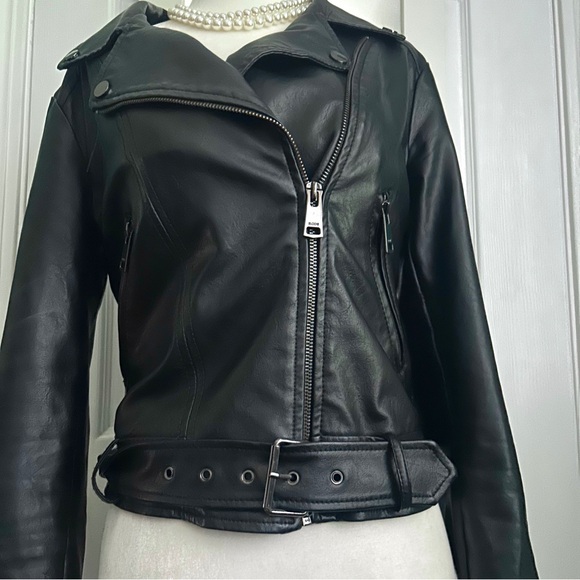 Elodie Black Faux Leather Moto Jacket Small - Picture 2 of 15